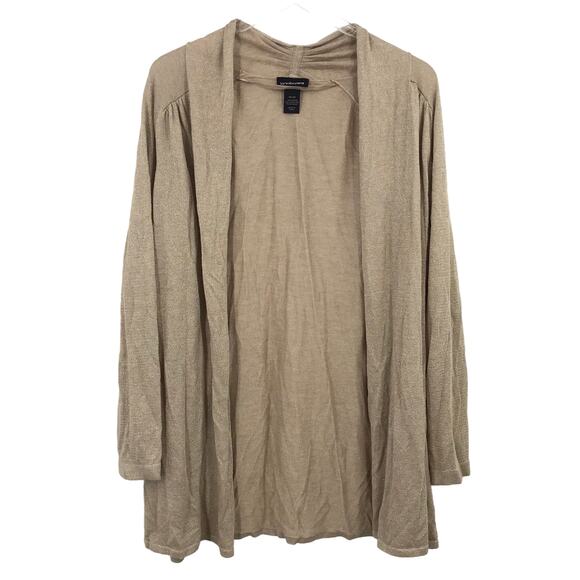 Lane Bryant Metallic Open Front Cardigan 18/20 Long Sleeve Shawl Collar Khaki - Picture 1 of 4